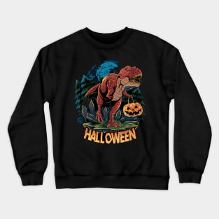 halloween t-rex dinosaur brings pumpkin Crewneck Sweatshirt